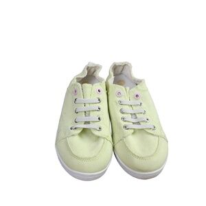 Vionic Beach Sneakers Womens 6.5 Light Green SlipOn Canvas Frayed Pink Eyelets C